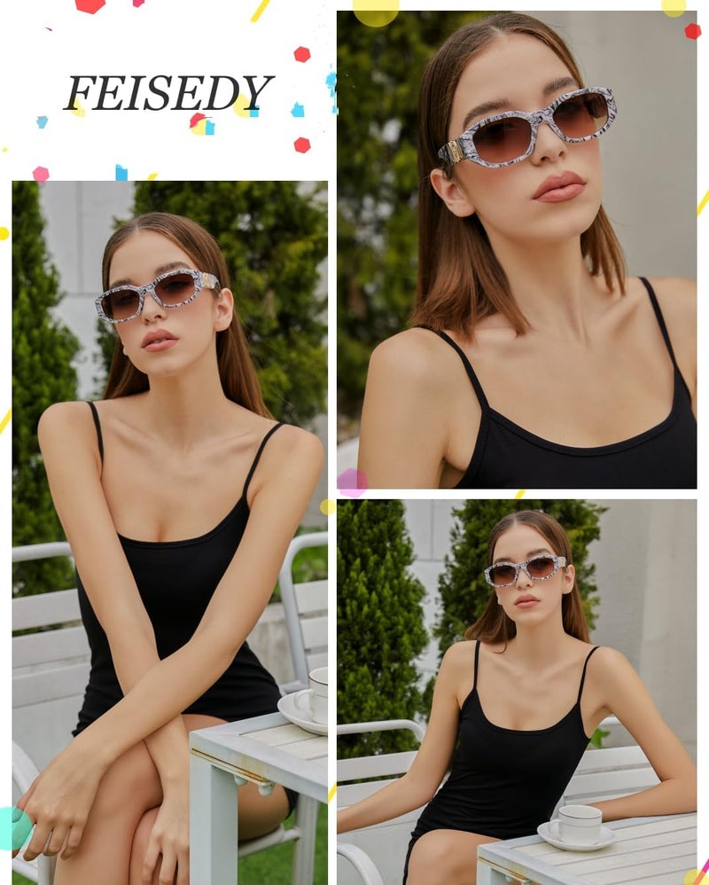 FEISEDY Small Square Sunglasses for Women Men Vintage Trendy Irregular Sunglasses B2322 - Image 3