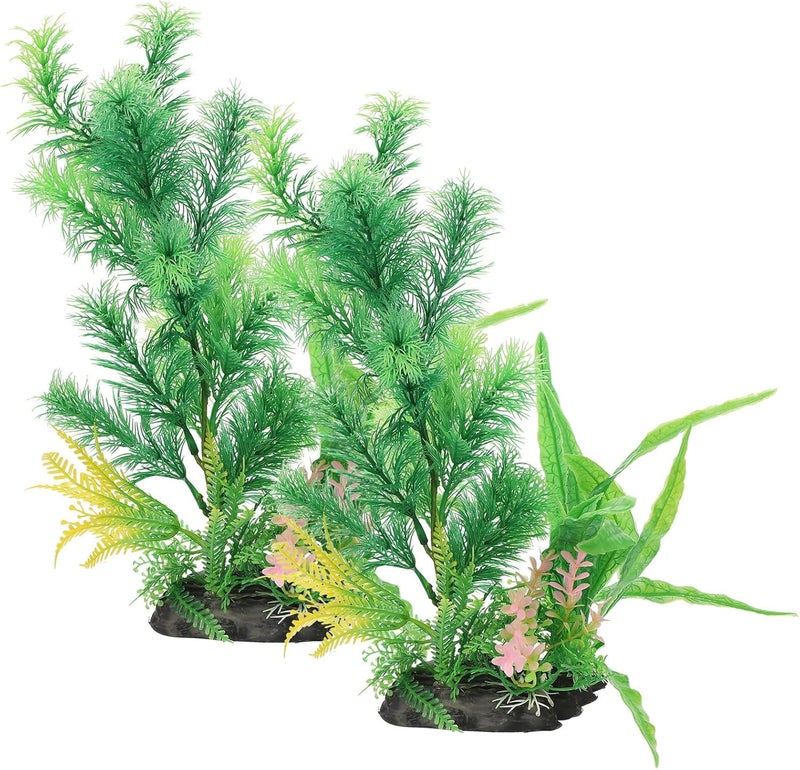 Artificial Aquarium Plants for Fish Tank, 2pcs Vivid Faux Aquatic Decor, Wear-Resistant Plastic Aquarium Accessories for Freshwater and Saltwater Tanks - Image 1