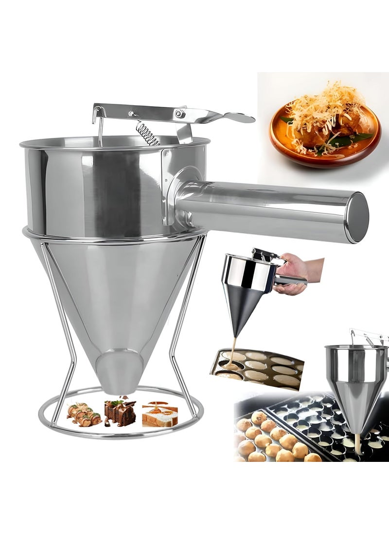 Lemonzza Lemonzza Stainless Steel Pancake Batter Dispenser Funnel Dispenser with Stand for Takoyaki and Baking  - Image 1