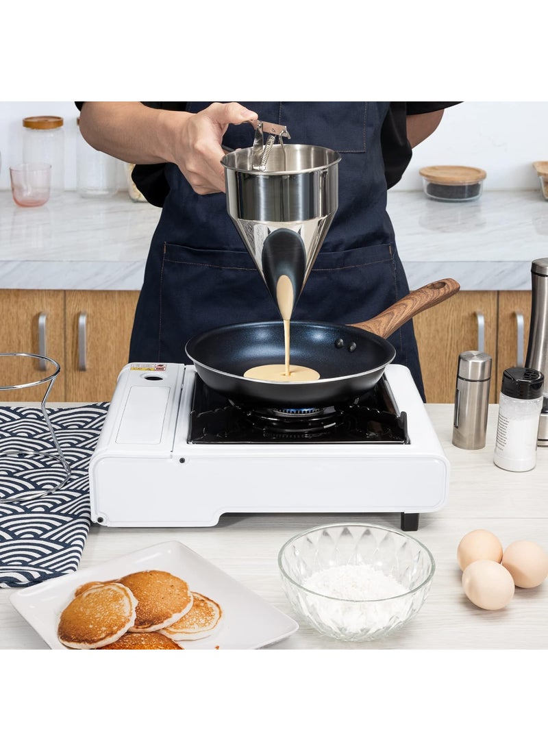 Lemonzza Lemonzza Stainless Steel Pancake Batter Dispenser Funnel Dispenser with Stand for Takoyaki and Baking  - Image 5