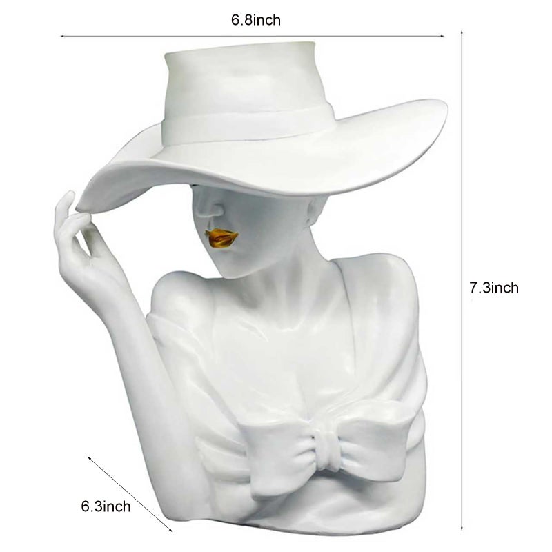 Yuccasly Ceramic White Flower Vase, Creative Elegant Woman Face Style -Arrangement Art Decorative Vase for Home Office Events Centerpiece Decor - Image 2
