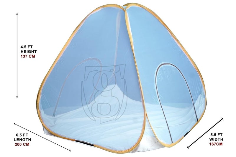Gems Traders King Size Mosquito Net Premium Cream Light Blue - Image 3