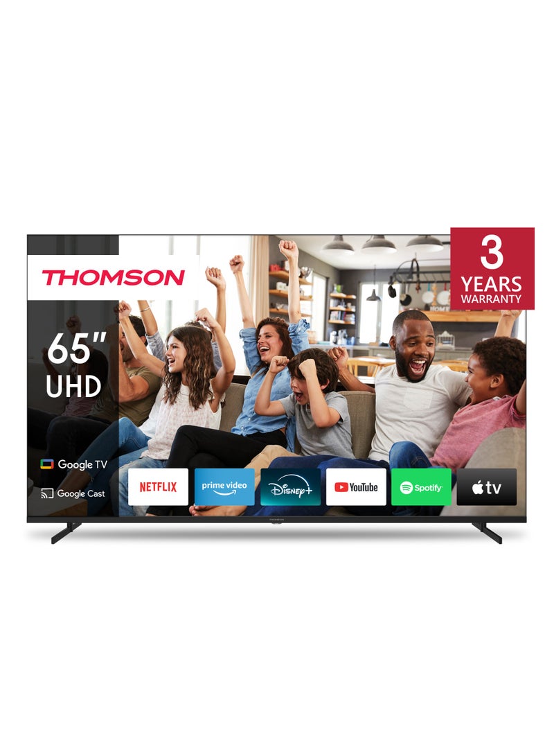 Thomson 65-Inch 4K UHD Smart Google TV – 2025 Model with Google Voice Assistant, Smart Voice Control, Built-in YouTube & Netflix, Frameless Ultra HD LED TV, 3840x2160 Pixels, Side Feet Design - Image 1