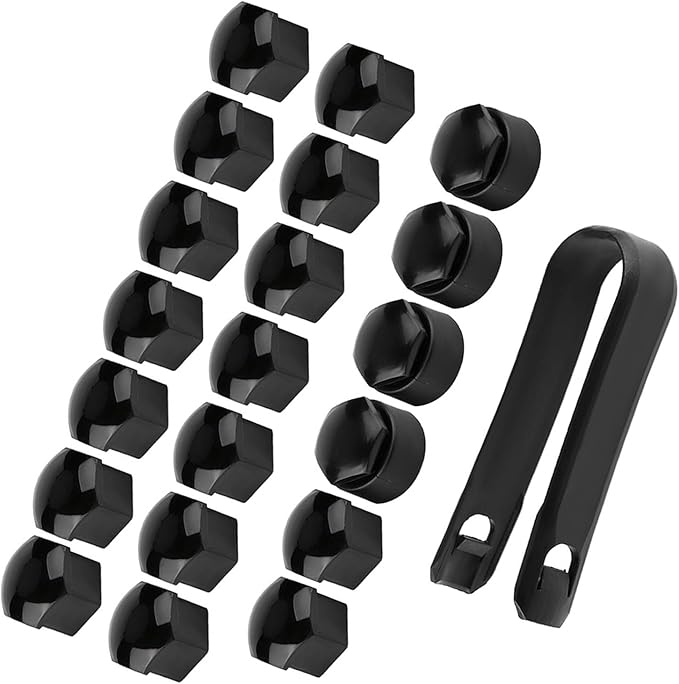 Universal Black Car Wheel Nut Caps 17Mm Hub Screw Protector With Remover Tool - Image 1