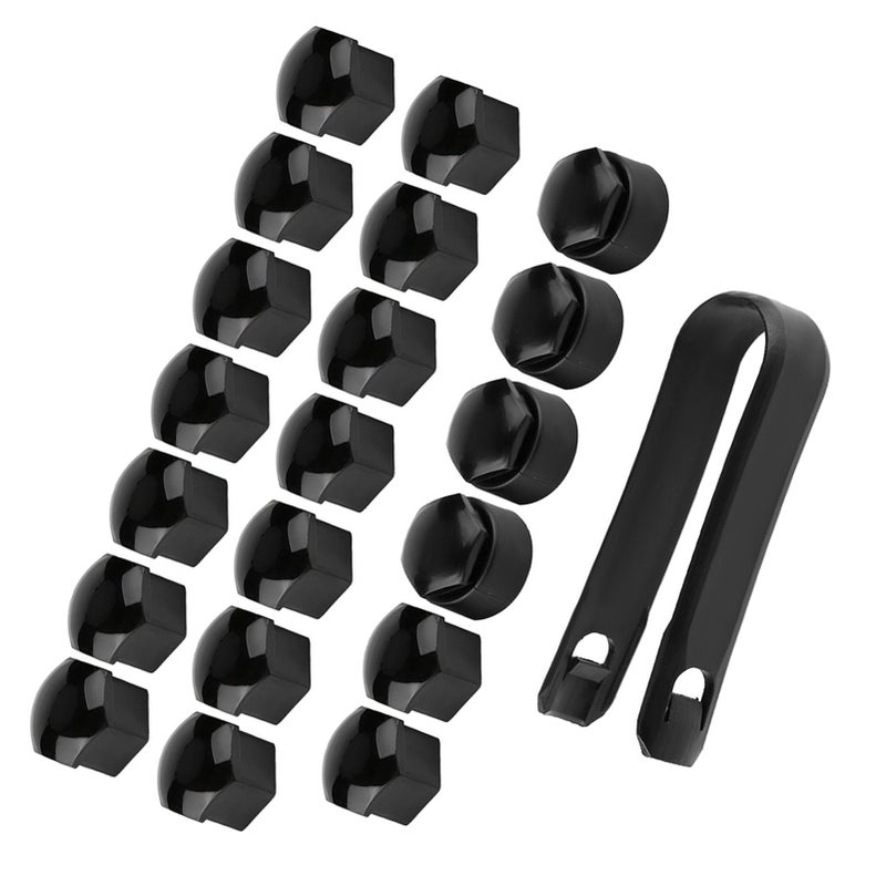 Universal Black Car Wheel Nut Caps 17Mm Hub Screw Protector With Remover Tool - Image 2