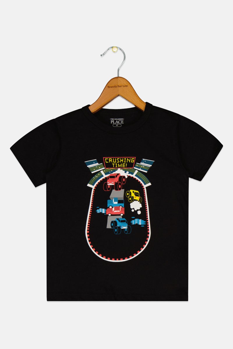 The Children's Place Toddlers Boy Graphic Print Short Sleeve T-Shirt, Black - Image 2