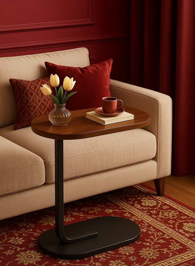 Roman Gifts طاولة جانبية على شكل C للكنبة طاولة صغيرة بجانب مع إطار معدني طاولات نهارية نحيفة وجذابة لمساحات صغيرة، طاولة جانبية لأريكة السرير طاولة تلفاز صغيرة لغرفة المعيشة أو غرفة النوم - Image 3