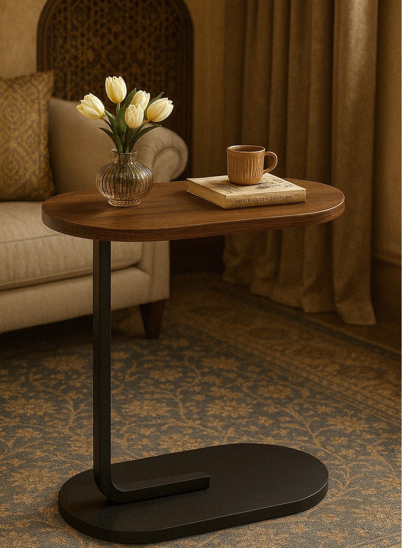 Roman Gifts طاولة جانبية على شكل C للكنبة طاولة صغيرة بجانب مع إطار معدني طاولات نهارية نحيفة وجذابة لمساحات صغيرة، طاولة جانبية لأريكة السرير طاولة تلفاز صغيرة لغرفة المعيشة أو غرفة النوم - Image 4