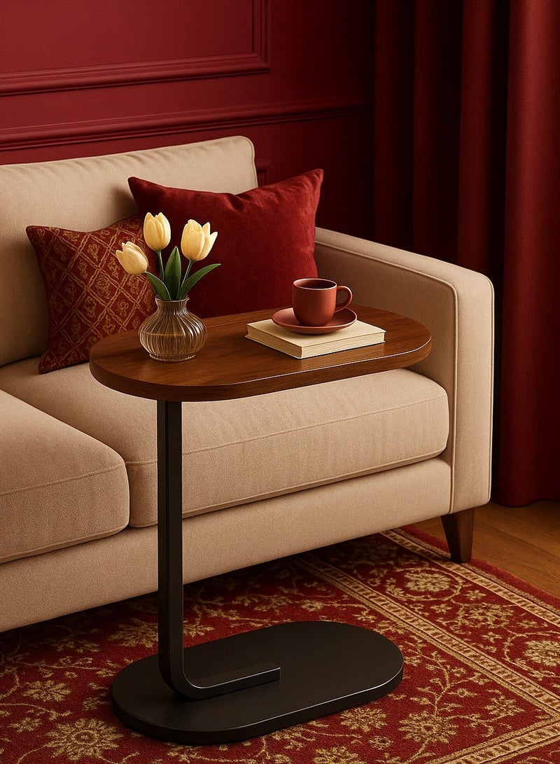 Roman Gifts C Shaped End Table for Couch Small Side Table with Metal Frame Slim Skinny End Tables for Small Spaces, Side Table for Sofa Bed Small TV Tray Table for Living Room Bedroom - Image 3