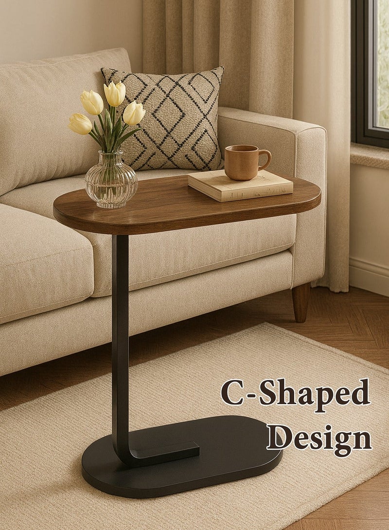 Roman Gifts C Shaped End Table for Couch Small Side Table with Metal Frame Slim Skinny End Tables for Small Spaces, Side Table for Sofa Bed Small TV Tray Table for Living Room Bedroom - Image 1