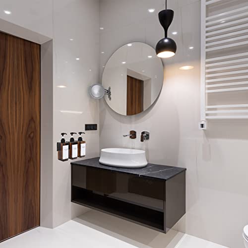 GOYISEE Shampoo and Conditioner Dispenser for Shower Wall 3 Chamber - Drill Free Square Shower Soap Dispenser Wall Mount with Waterproof Labels (3 Bottles 3 Wall Mounts-Amber) - Image 3
