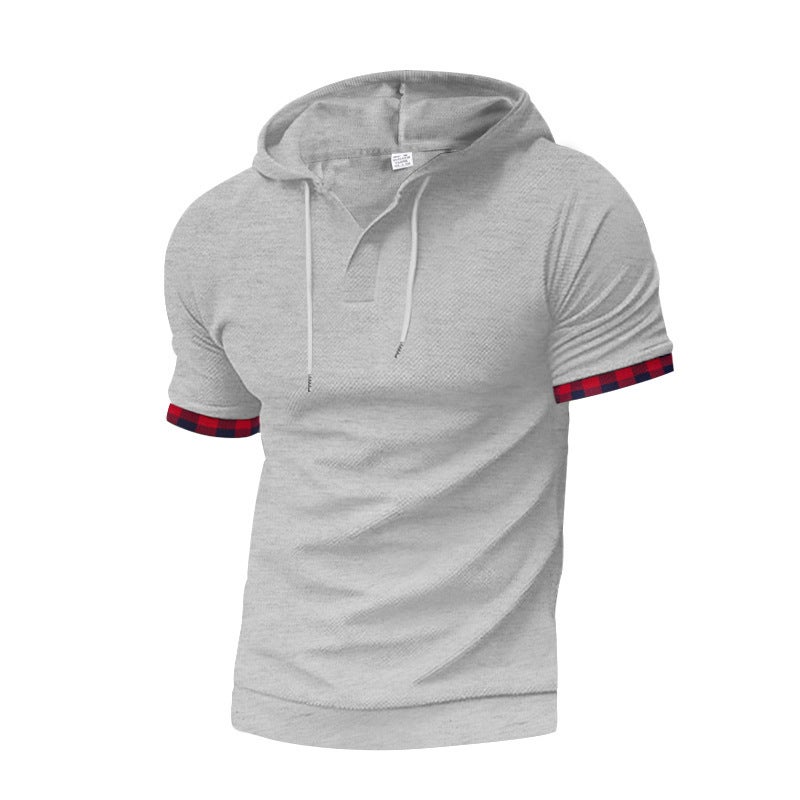 Men's Hooded Short Sleeve T-Shirt with Color Block, Slim Fit, Breathable (2026 Summer) - Image 5