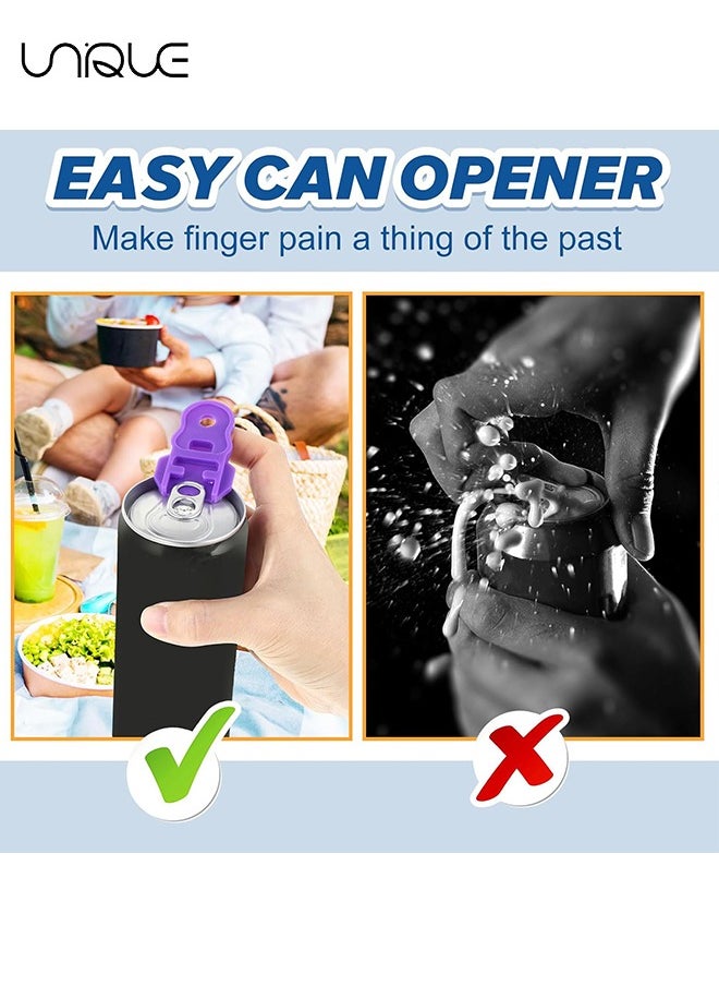 Unique - 6Pcs Easy Can Opener, Beverage Can Lid Protector, Color Soda Can Lid Lid, Manual Easy Can Opener，Plastic Drink Can Tab Opener for Family Aluminum Beverage Cold Drink Pop Soda - Image 1