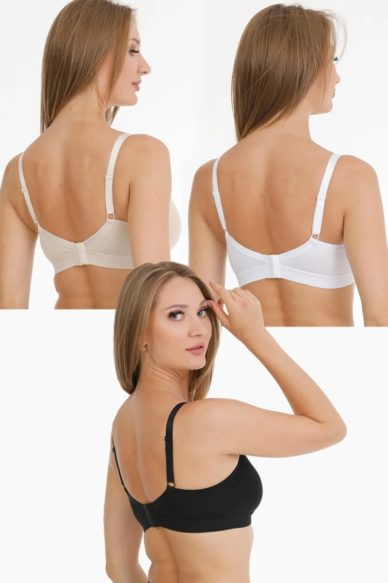 Par Lingerie 3-Piece Nursing Bra Lace Cupless Black-White-Skin