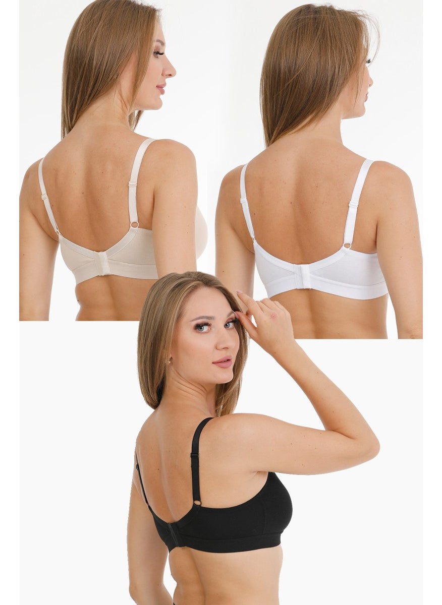Par Lingerie 3-Piece Nursing Bra Lace Cupless Black-White-Skin  - Image 3