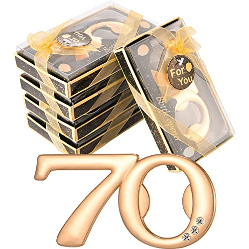 Winocbxt 50Pieces 70 Bottle Opener Gifts for 70th Birthday Party Favors 70th Anniversary Party Return Gifts or Souvenirs for Guests Gold and Black Theme Party Decorations 70 - Image 1