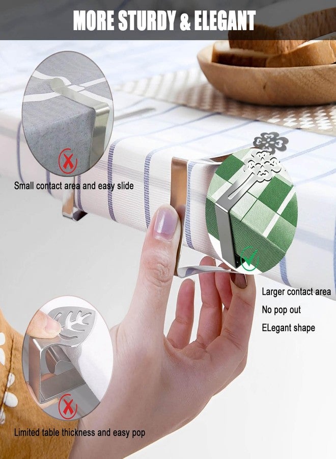 CUNGLIN Tablecloth Clips for Outdoor Thick Tables 10 Pack, Lucky Clover Picnic Table Cloth Holder Clip Indoor, Heavy Duty Stainless Steel Cover Clamp for Party Wedding Home Restaurant Camping Accessories - Image 3