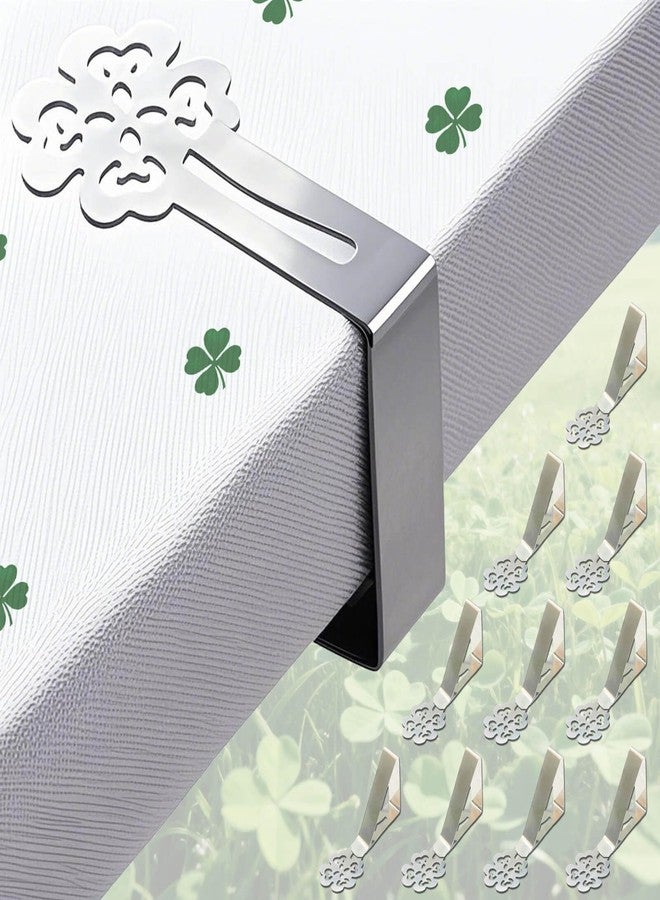 CUNGLIN Tablecloth Clips for Outdoor Thick Tables 10 Pack, Lucky Clover Picnic Table Cloth Holder Clip Indoor, Heavy Duty Stainless Steel Cover Clamp for Party Wedding Home Restaurant Camping Accessories - Image 1