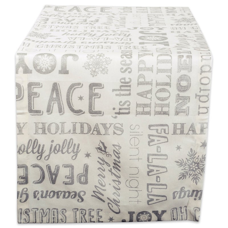 DII Holiday Dining Table Linen Metallic Fabric Kitchen Dcor Christmas Table Runner 14x72 Silver Holiday Collage