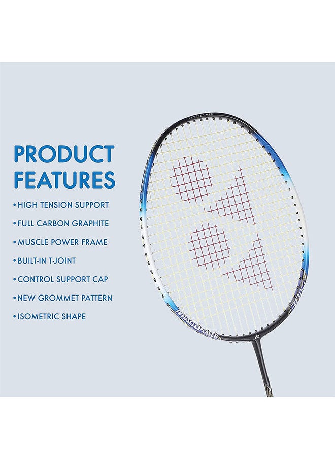 Muscle Power 22LT Carbon Graphite Strung Badminton Racket with Full Racket Cover (For Intermediate Players | 83 grams | Maximum String Tension - 30lbs