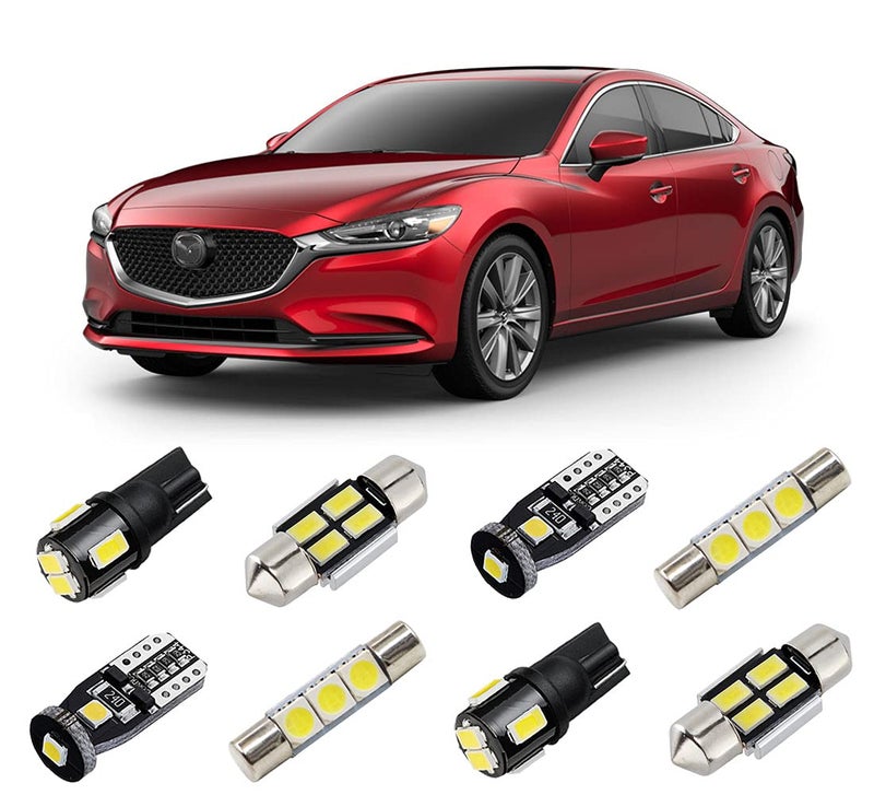 BRISHINE White Interior LED Lights Kit for Mazda 6 2014 2015 2016 2017 2018 2019 Super Bright 6000K LED Interior Light Bulbs Package License Plate Lights and Install Tool