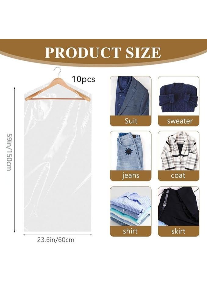 DUNISO 30 Pack Clear Garment Bags，Hanging Garment Bags，Plastic Clear Clothes Covers，Waterproof and Dustproof，for Home Storage Clothing Stores & Travel，60*150cm - Image 2
