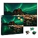 Larkipuzz Magic Northern Lights Landscape Puzzles for Adults 1000 Pieces Colorful Nature Aurora Norway Jigsaw Puzzles Beautiful Mountain Scenic Cabin River Puzzle - Image 2