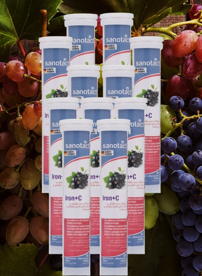 sanotact 11 Pieces Sanotact Iron And Vitamin C 20 Currant Effervescent Tablets  - Image 1