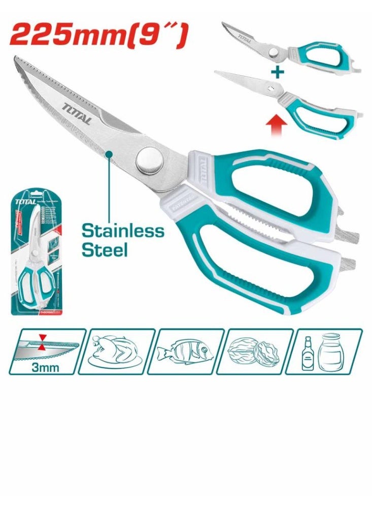 TOTAL Kitchen Scissor 225mm (THSCRS822251) – Heavy-Duty Multi-Purpose Stainless Steel Kitchen Shears for Cutting Meat, Herbs, Packaging & Household Use