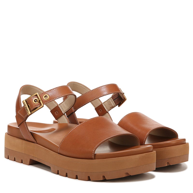 Vionic Women's Onyx Jamie Toe Adusjtable Strap Sandal - Ladies Lug-Sole Platform Sandals with Concealed Orthotic Arch Support, Tan 6 Medium - Image 4