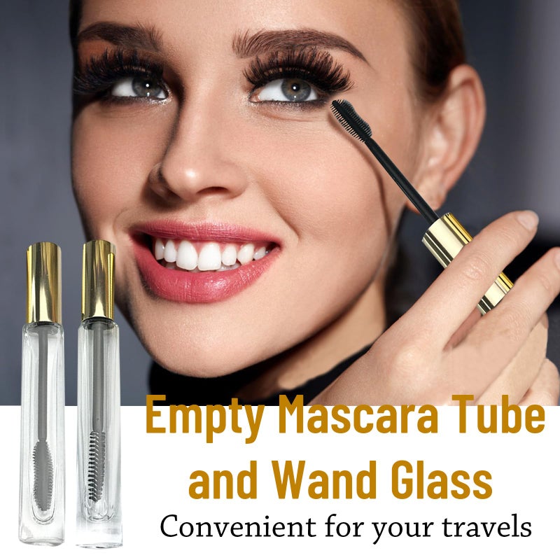 dootdott Empty Mascara Tube and Wand Glass, 3PCS 10ml Empty Mascara Tube and Lip Gloss Tubes, Eyelash Spoolies with Tube, Eyelash Growth Packing Tube Container for Home and Travel (B) - Image 4