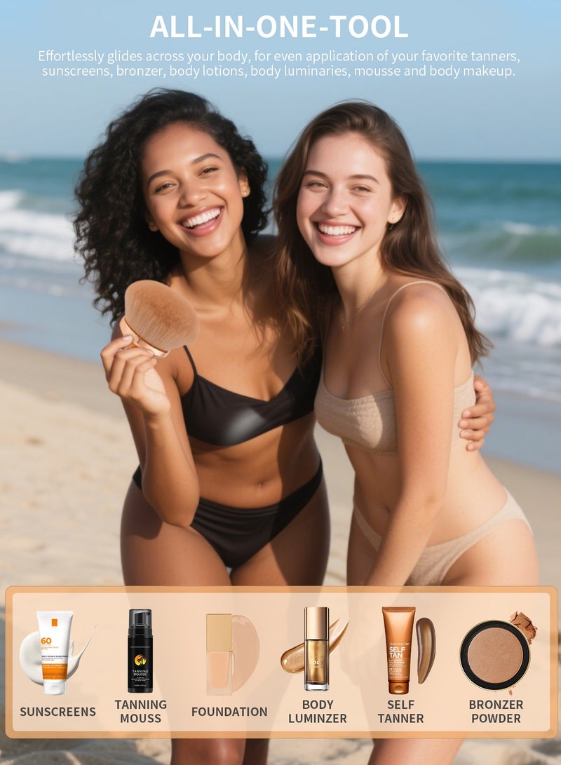 docolor 4-Inch Rose Gold Body Brush - XL Kabuki for Self Tanner, Body Foundation & Sunscreen - Image 4