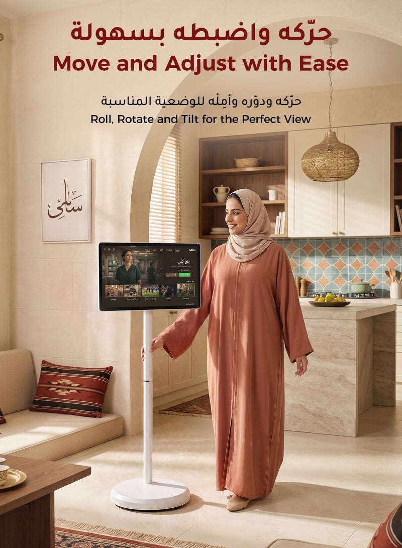 VLH 21.5 Inch Portable Smart TV on Wheels, Android 15 Google EDLA Certified Touch Screen, 6GB RAM 128GB Storage, 27000mAh Battery, 13MP Camera, FHD Smart Display with Voice Remote - Image 2