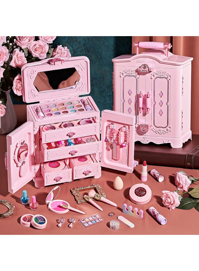 مجموعة مستحضرات التجميل للأطفال من Crossborder، ألعاب منزلية، مكياج قابل للغسل، خزانة ملابس الأميرة، هدية عيد ميلاد للبنات - اللون: XLX-1019 【مشمشي】 - Image 2