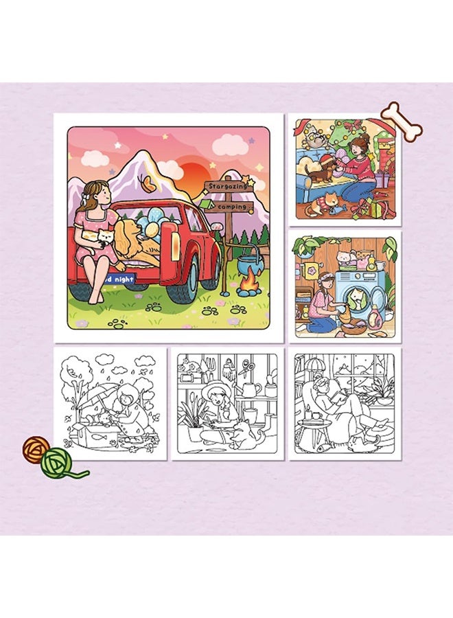 GIFT 40-Page Cute Cartoon Coloring Book for Kids - Stress Relief & Creative Fun, Black and White Drawing Pages for Boys Girls, Perfect for Early Learning & Art Activities(Girs Moments) - Image 3