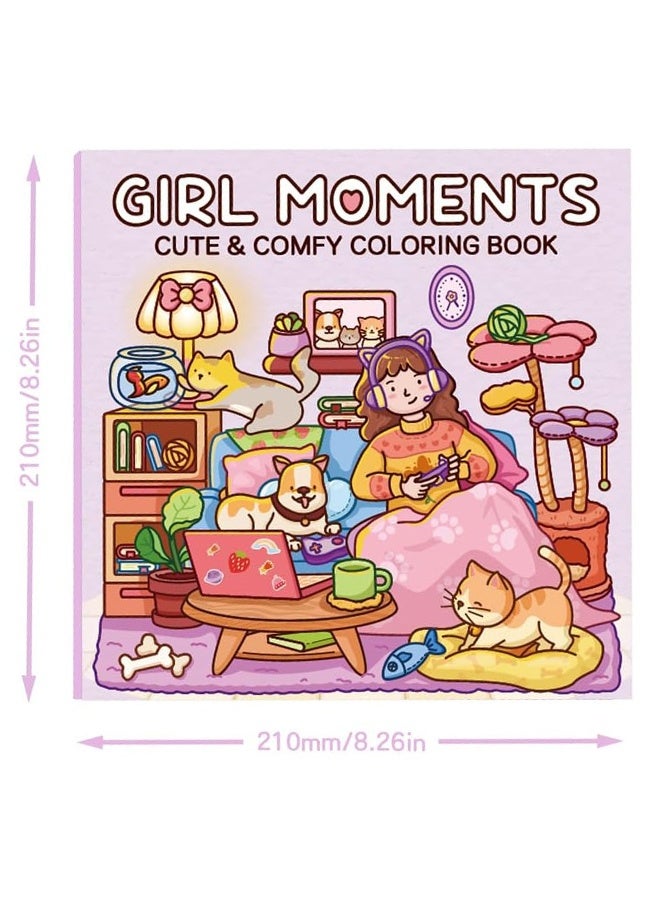 GIFT 40-Page Cute Cartoon Coloring Book for Kids - Stress Relief & Creative Fun, Black and White Drawing Pages for Boys Girls, Perfect for Early Learning & Art Activities(Girs Moments) - Image 5