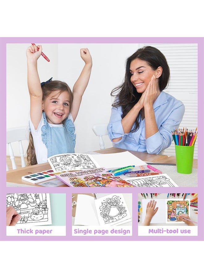 GIFT 40-Page Cute Cartoon Coloring Book for Kids - Stress Relief & Creative Fun, Black and White Drawing Pages for Boys Girls, Perfect for Early Learning & Art Activities(Girs Moments) - Image 2