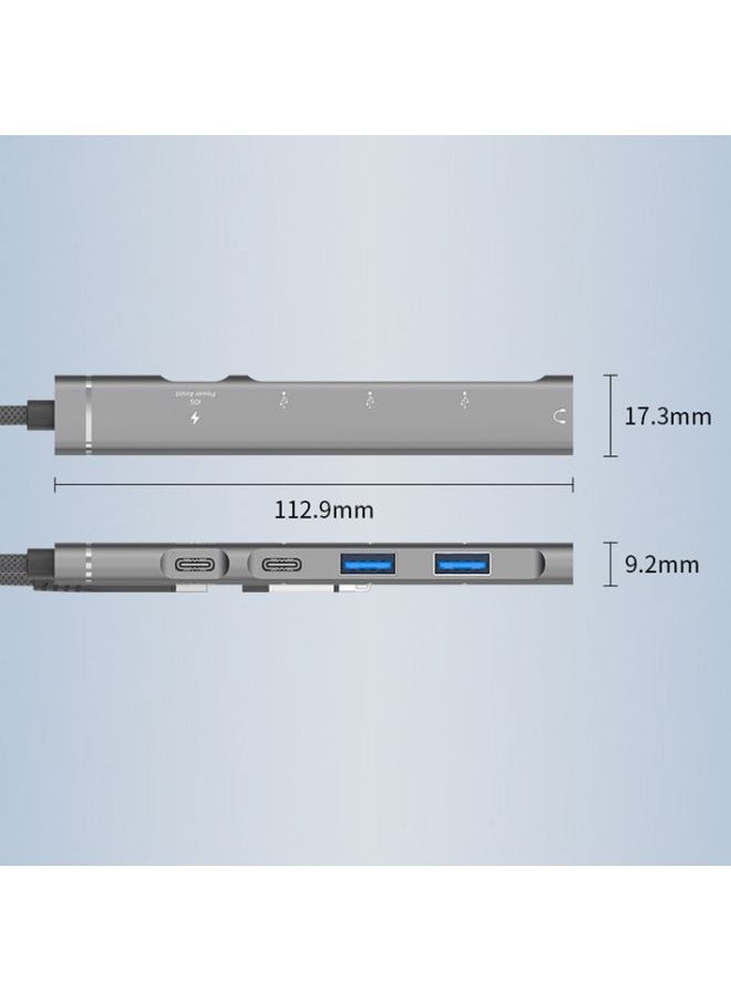 BURAQ 5 in 2 Multi-function HUB Adapter, Interface:USB-C / Type-C + 8 Pin(Grey)  - Image 2