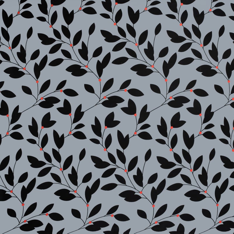 DecentHome Fitted Bedsheet Gray Leaf Design - Image 2