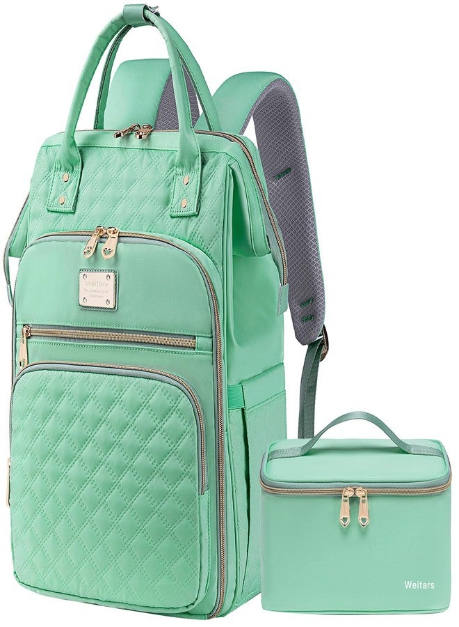 Weitars Lunch Backpack - 15.6 Inch Laptop Backpack for Women, Travel & Work, Lightgreen, L12‘’ * W9‘’* H17‘‘, Travel Backpacks Lunch Backpack - Image 1