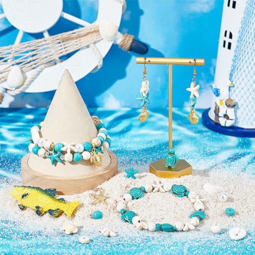 SUNNYCLUE 1 Box 292Pcs Sea Turtle Beads Seashell Starfish Beads Lucky Turquoise Spacers Ocean Summer Hawaii Sea Animal Shell Charms for Jewelry Making Beading Kits Women DIY Craft Gift Supplies - Image 4