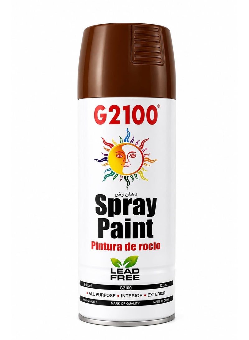 G2100 Brown Spray Paint 400ml – Fast Dry Aerosol Paint for Metal, Wood, Plastic & DIY Projects | Lead Free | Indoor & Outdoor Use