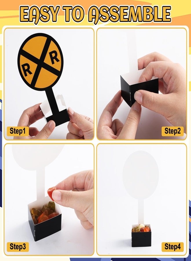 OBUSATT 24Pcs Railroad Crossing Sign Table Centerpieces Train Birthday Party Decorations Railroad Happy Birthday Sign Table Toppers for Train Theme Birthdays Party Baby Shower Photo Booth Prop Supplies - Image 4