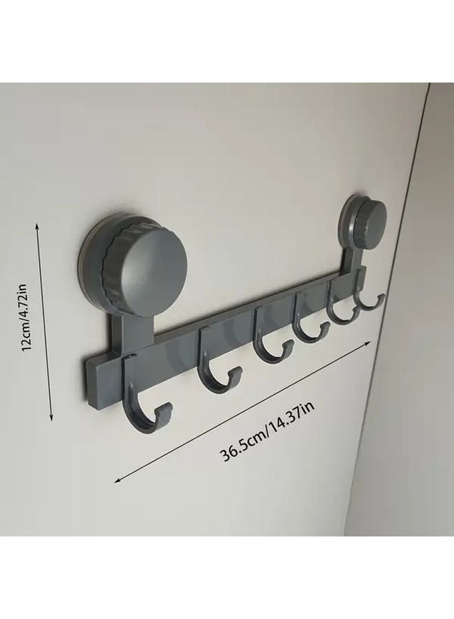 رمادي مسدس 6 خطافات حامل حائط بكؤوس شفط بدون حفر للمناشف الحمام وغرفة النوم - Image 4