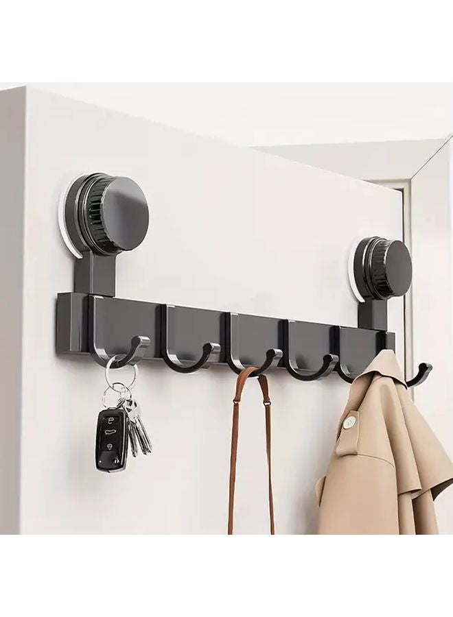 رمادي مسدس 6 خطافات حامل حائط بكؤوس شفط بدون حفر للمناشف الحمام وغرفة النوم - Image 2