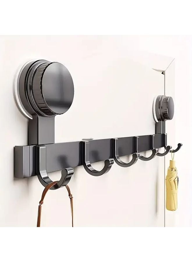 رمادي مسدس 6 خطافات حامل حائط بكؤوس شفط بدون حفر للمناشف الحمام وغرفة النوم - Image 5