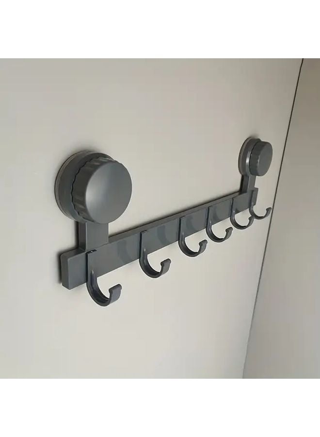 رمادي مسدس 6 خطافات حامل حائط بكؤوس شفط بدون حفر للمناشف الحمام وغرفة النوم - Image 1