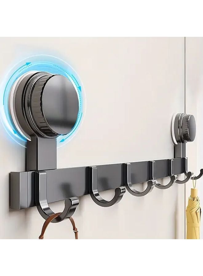 رمادي مسدس 6 خطافات حامل حائط بكؤوس شفط بدون حفر للمناشف الحمام وغرفة النوم - Image 3