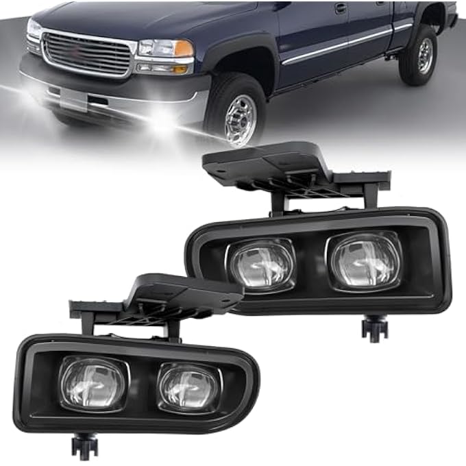 BOXLIGHT Led Fog Lights Compatible With 19992002 Gmc Sierra 2000 2001 2002 2003 2004 2005 2006 Gmc Yukon Driving Fog Lights Clear Lens - Image 1