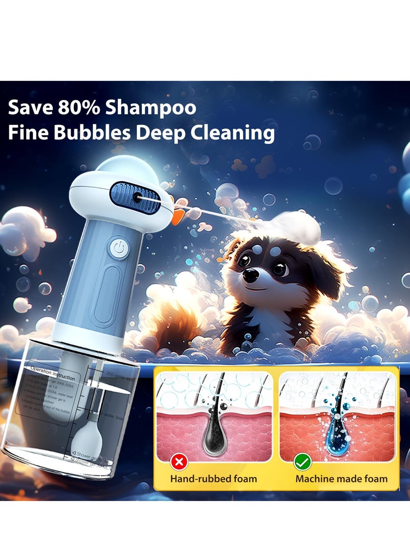 Excefore Electric Pet Cleaning Foam Machine Upgrade IPX7 Waterproof Dog Bath Supplies Automatic Cat Dog Soap Dispenser Magnetic Charging Shampoo Frother for Dogs Cats Deep Cleaning Pet Fur 350ml Blue - Image 5